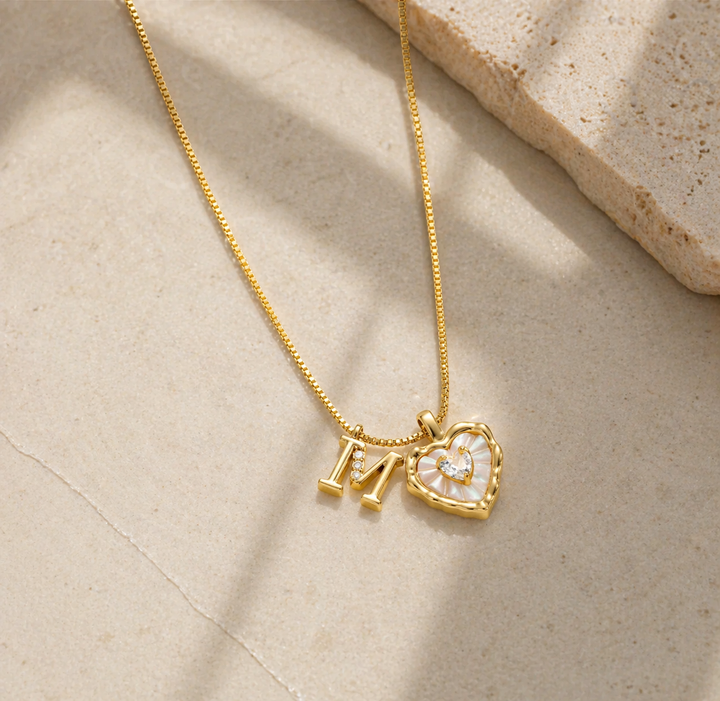 Daisy Pearl Heart Necklace