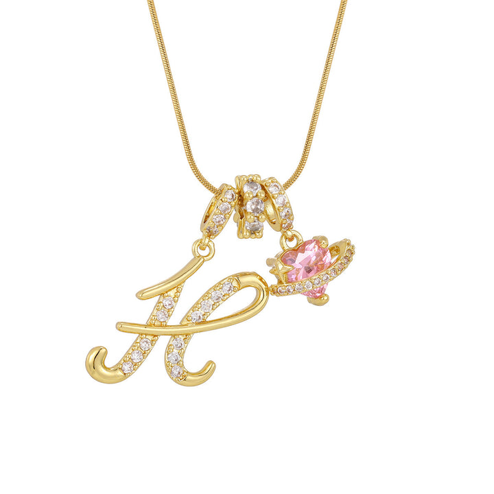 Pink Orbit Initial Necklace