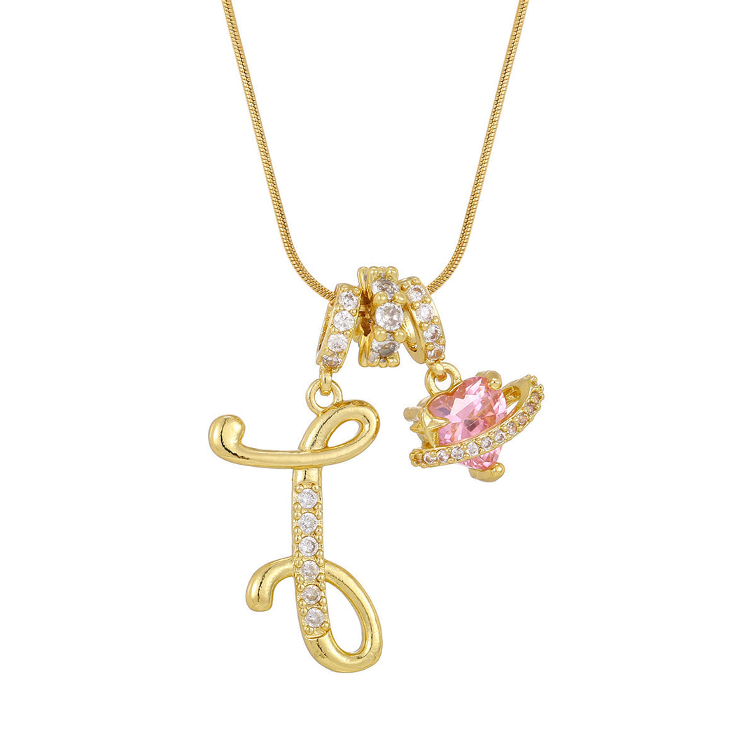 Pink Orbit Initial Necklace