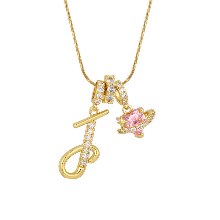 Pink Orbit Initial Necklace