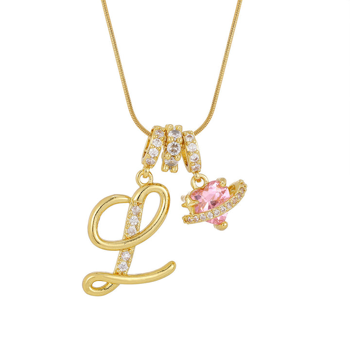 Pink Orbit Initial Necklace