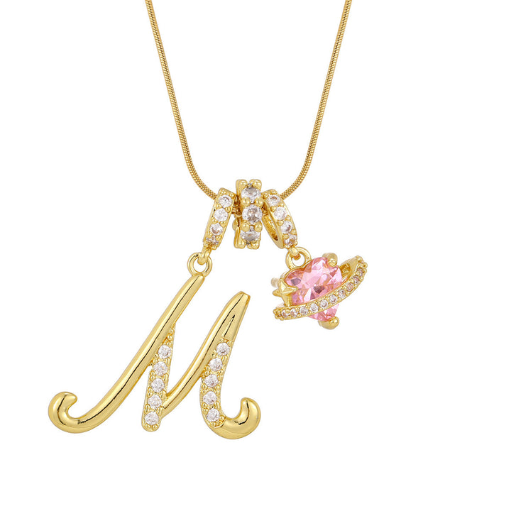 Pink Orbit Initial Necklace