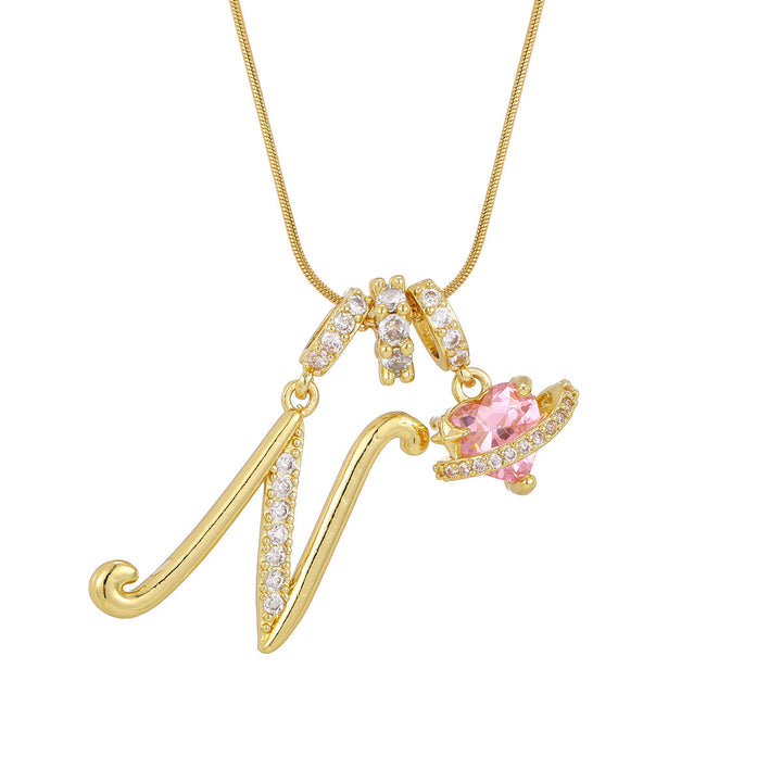 Pink Orbit Initial Necklace