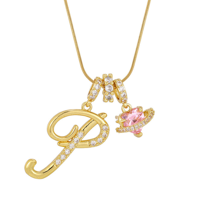 Pink Orbit Initial Necklace