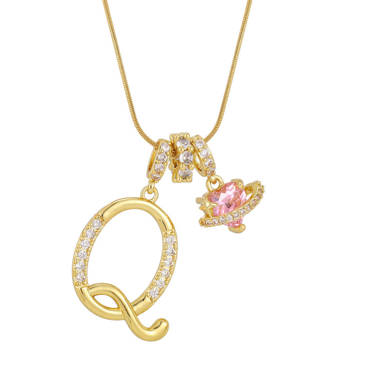Pink Orbit Initial Necklace