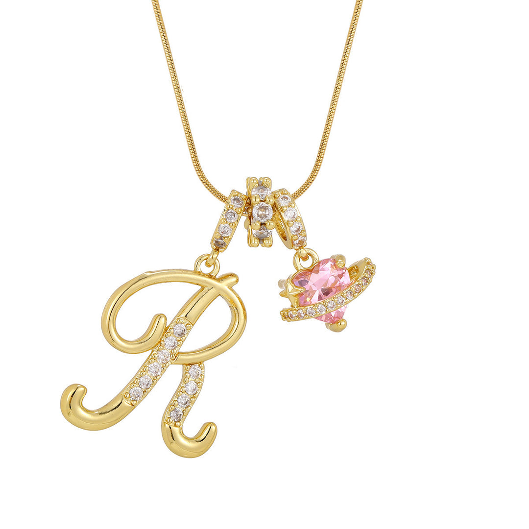 Pink Orbit Initial Necklace