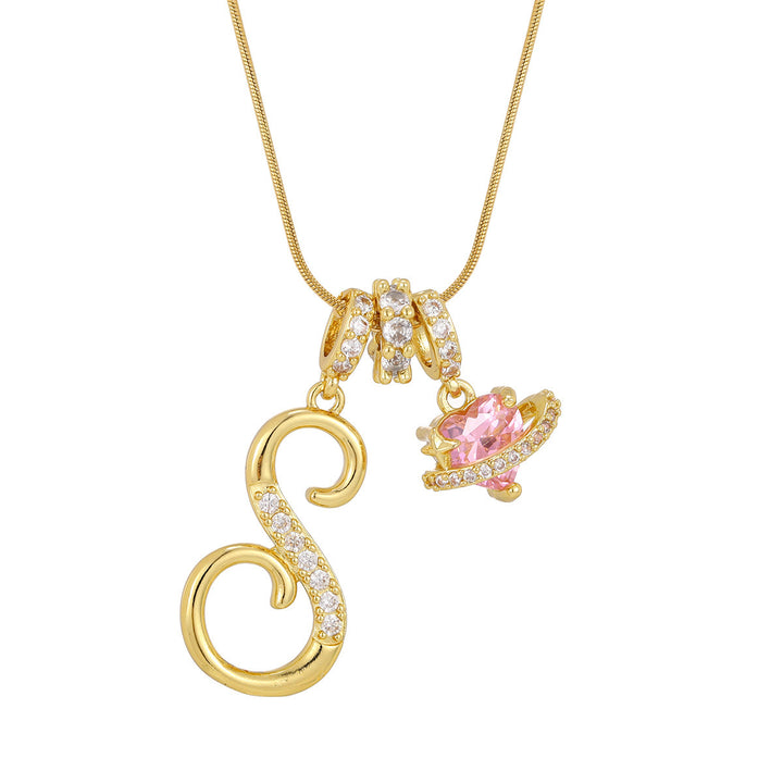 Pink Orbit Initial Necklace
