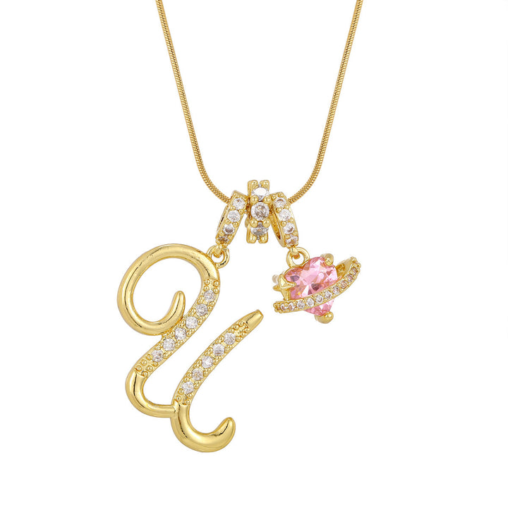 Pink Orbit Initial Necklace