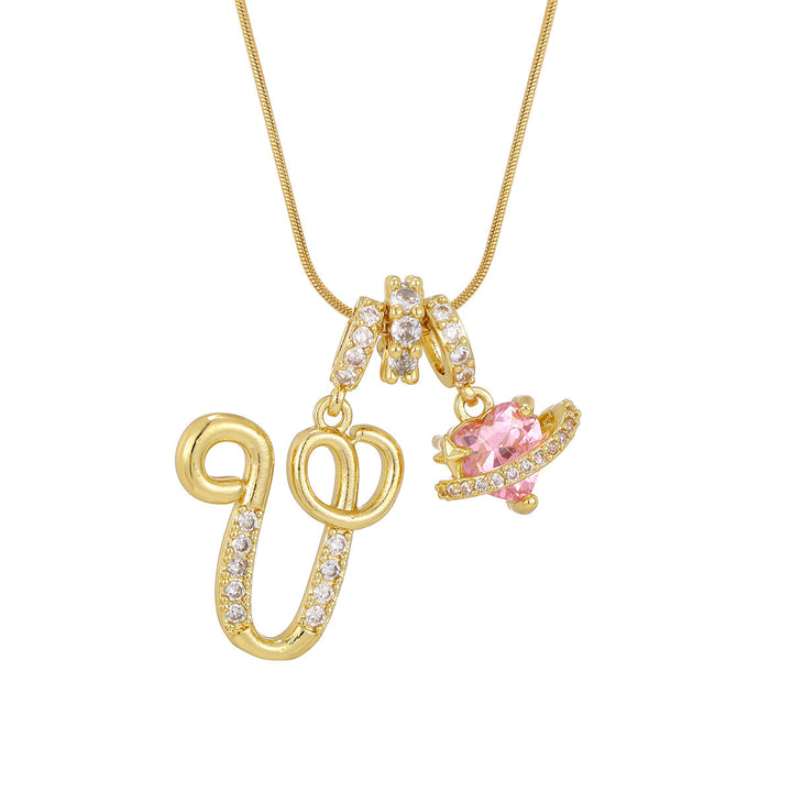 Pink Orbit Initial Necklace