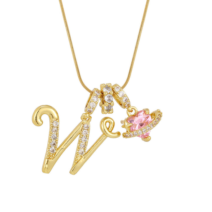 Pink Orbit Initial Necklace
