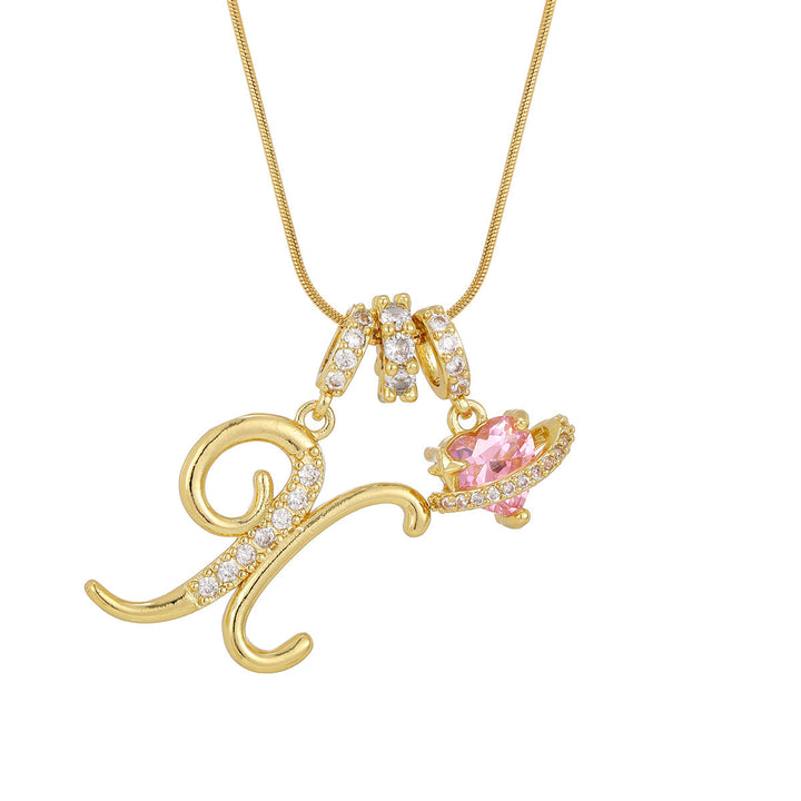 Pink Orbit Initial Necklace