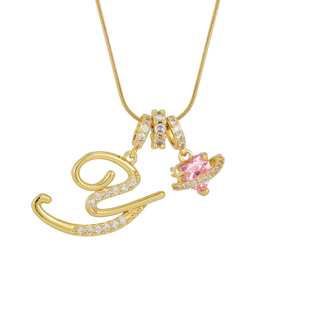Pink Orbit Initial Necklace