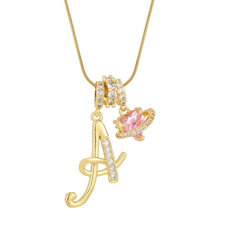Pink Orbit Initial Necklace