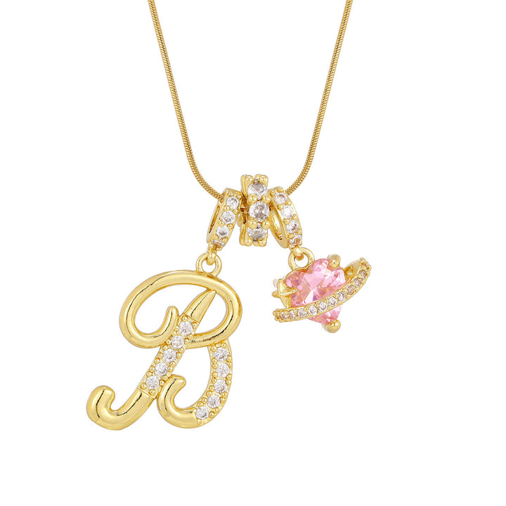 Pink Orbit Initial Necklace
