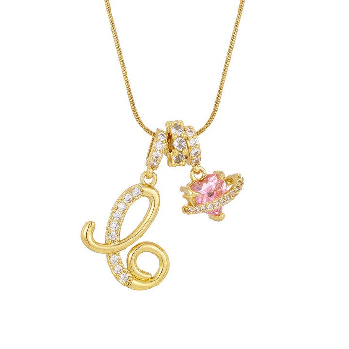 Pink Orbit Initial Necklace