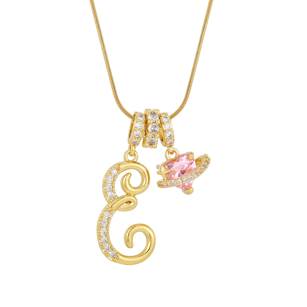 Pink Orbit Initial Necklace