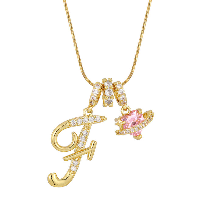 Pink Orbit Initial Necklace
