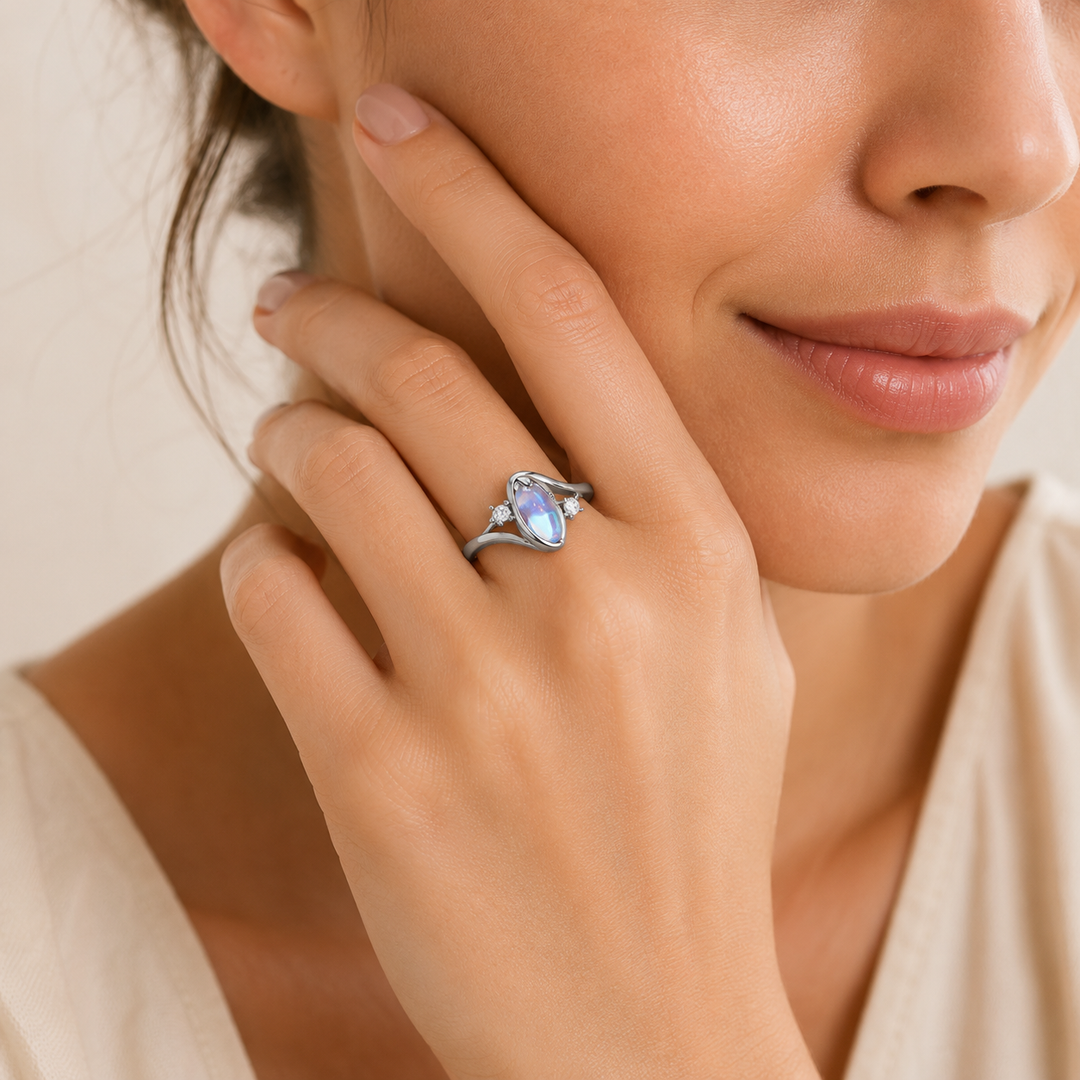 Blue Tide Moonstone Ring