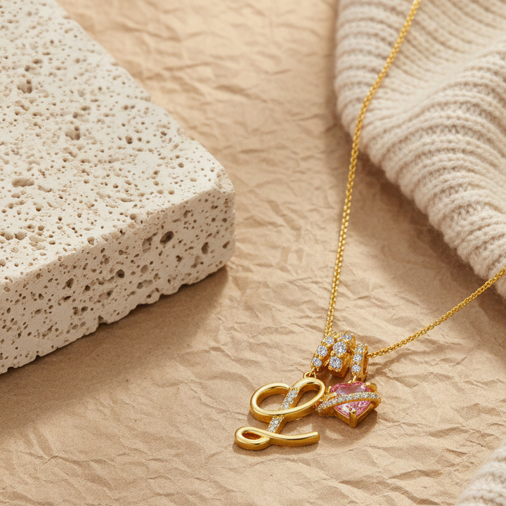 Pink Orbit Initial Necklace
