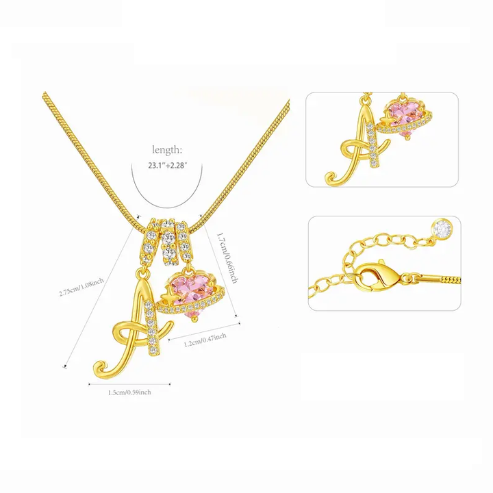 Pink Orbit Initial Necklace